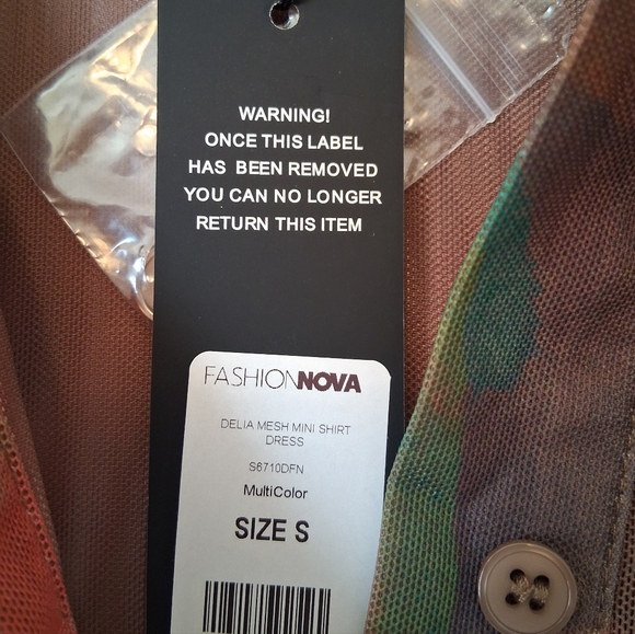 Fashionova Tied Died Mesh Button Down Long Sleeve Dress. Small NWT - Picture 9 of 9